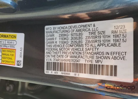 2024 Honda Cr-V Sport Touring from USA, damaged, VIN 7FARS6H96RE052047